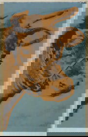 ANDY WARHOL 'COW' BROWN ON BLUE LITHOGRAPH