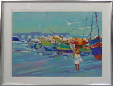 NICOLA SIMBARI 'WOMAN AT DOCK' SERIGRAPH