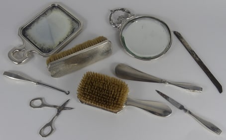 9pc GORHAM STERLING SILVER DRESSER SET