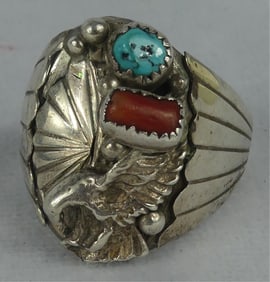ELVIS PRESLEY OWNED SILVER & TURQUOISE EAGLE RING