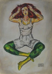 EGON SCHIELE 'REDHEAD' PASTEL ON PAPER