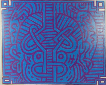 KEITH HARING 'CHOCOLATE BUDDHA' ACRYLIC ON BOARD