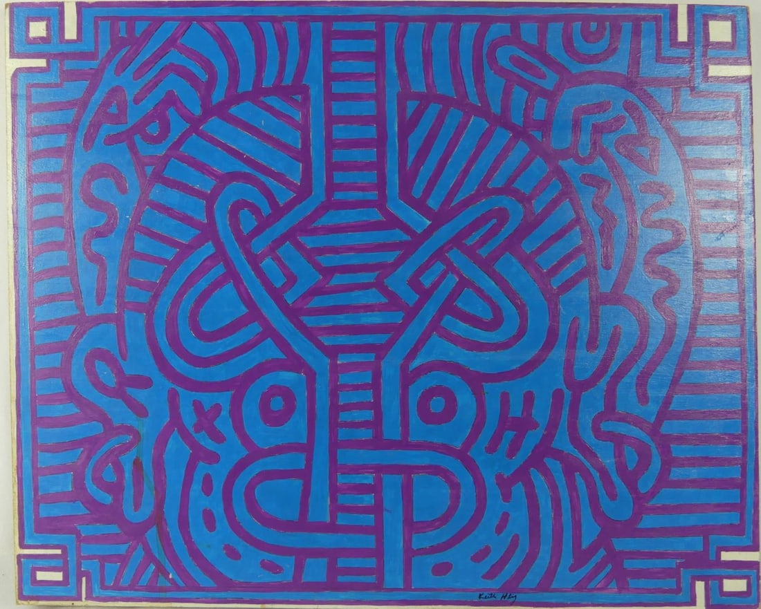 KEITH HARING 'CHOCOLATE BUDDHA' ACRYLIC ON BOARD (1 of 4)