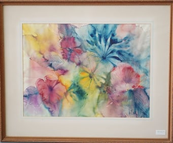 JANICE NIEF 'FLOWERS' WATERCOLOR PAINTING / PAPER