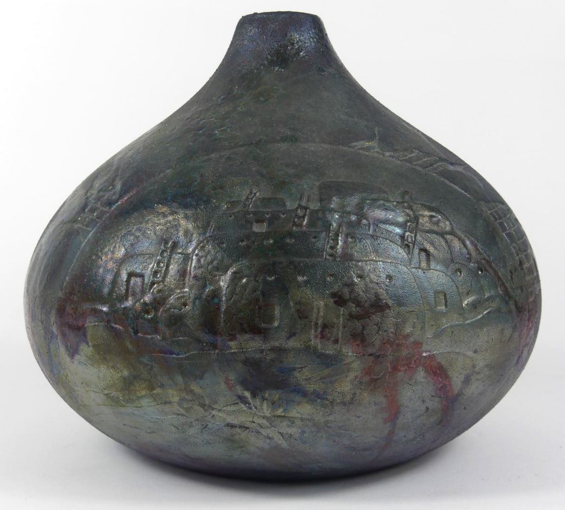 WILLIAM K TURNER RAKU POTTERY VASE (1 of 9)