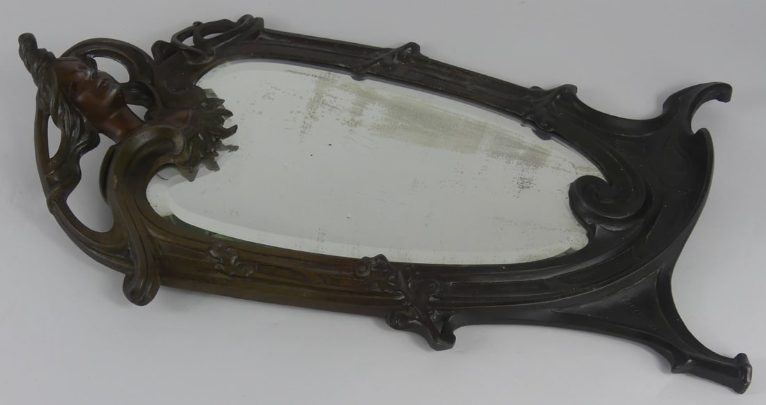 ART NOUVEAU BRONZE TABLE MIRROR (1 of 10)