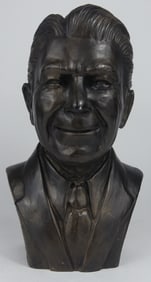 RONALD REAGAN BUST BRONZED SCULPTURE