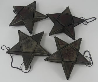 4pc MOROCCAN STAR GLASS CANDLE LANTERNS