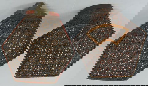 2pc ASIAN WOVEN WICKER BASKETS / VESSELS