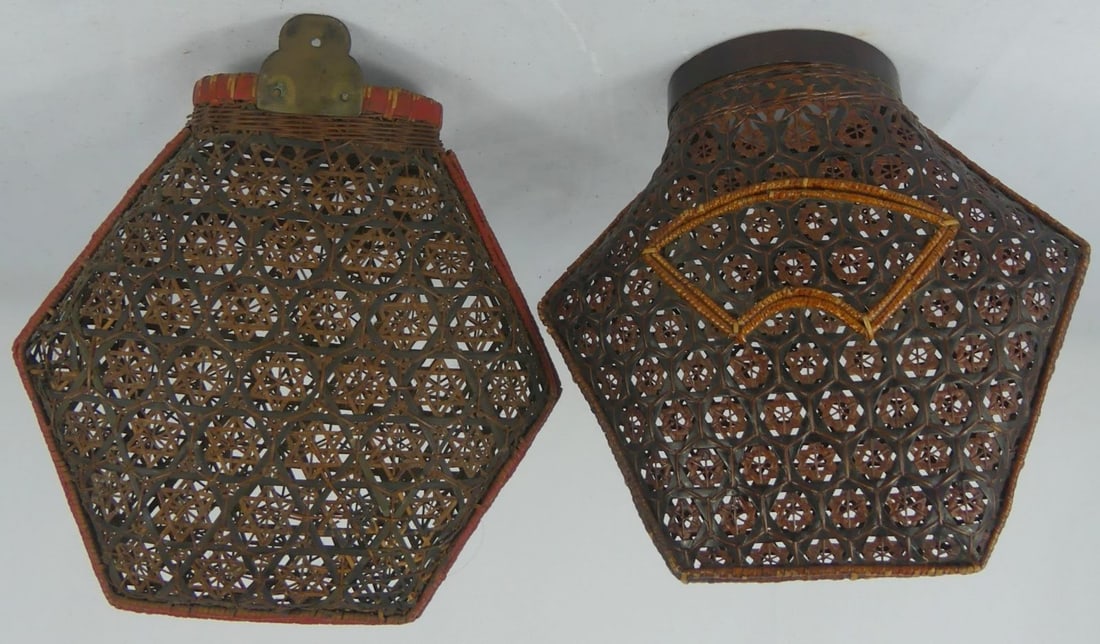 2pc ASIAN WOVEN WICKER BASKETS / VESSELS (1 of 10)