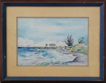 M. DAVIDSON 'COASTAL LANDSCAPE' WATERCOLOR / PAPER