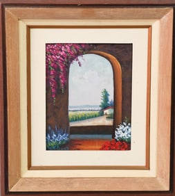 MEDITERRANEAN LANDSCAPE OIL ON CANVAS SIGNED