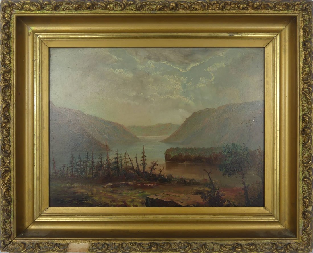 ANTIQUE LANDSCAPE OIL PAINTING ON PANEL (1 of 5)