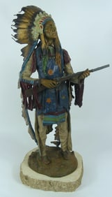 CARL KAUBA 'WAR' POLYCHROMED BRONZE SCULPTURE