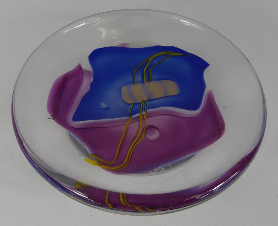 JAMES R WILBERT ABSTRACT STUDIO ART GLASS BOWL (1 of 7)