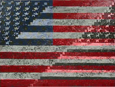 PETER MAX STYLE AMERICAN FLAG ACRYLIC ON CANVAS