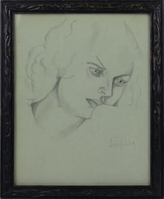 TAMARA DE LEMPICKA 'HEAD OF A WOMAN' PENCIL PAPER