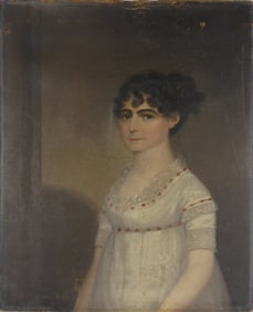 ANTIQUE OIL PAINTING ON CANVAS OF YOUNG GIRL