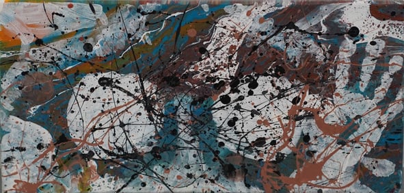 ABSTRACT SPLATTER ACRYLIC PAINTING ON CANVAS