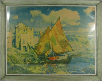 WILHELM BLANKE 'SAILBOAT' WATERCOLOR ON PAPER