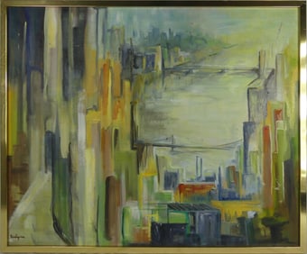 RODGERS ABSTRACT NEW YORK CITYSCAPE PAINTING