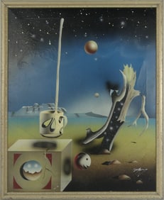 SALVADOR DALI STYLE SURREALIST OIL ON CANVAS