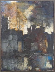 ABSTRACT CITYSCAPE PAINTING SIGNED STEFFEN 1968