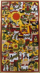 FERNANDO LLORT 'LA PALMA' FRAMED FABRIC ART