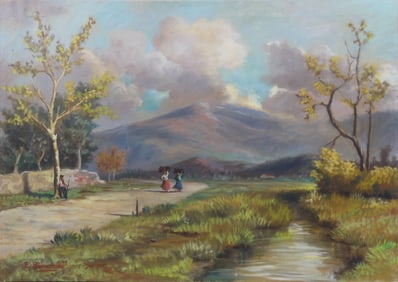 E. BIANCHINI ITALIAN LANDSCAPE OIL PAINTING CANVAS