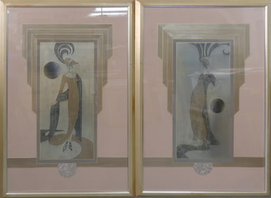 PR ERTE STYLE DECO EMBOSSED METAL PAINTINGS