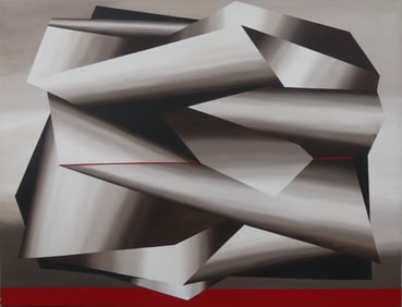 PEARL REBHUN 'ORIGAMI' ABSTRACT OIL ON CANVAS