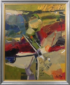 LARGE ABSTRACT OIL PAINTING ON CANVAS SIGNED