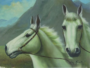 JERZY KOSSAK 'HORSES' OIL PAINTING ON CANVAS