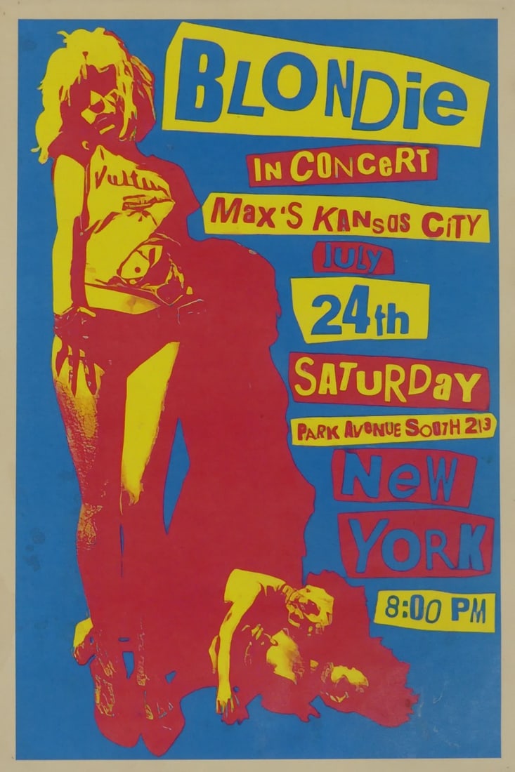 BLONDIE IN CONCERT MAX'S KANSAS CITY POSTER: Blondie concert poster, New York. Sheet measures 18" x 12".