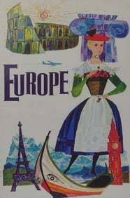 DAVID KLEIN TWA EUROPE TRAVEL POSTER