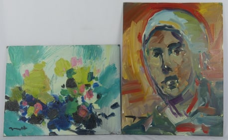 2pc JOSE TRUJILLO OIL PAINTINGS ON BOARD