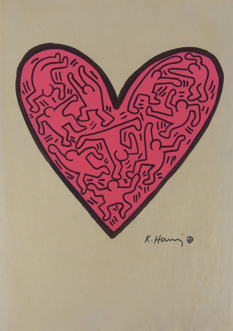KEITH HARING (MANNER) 'DANCE LOVE' MIXED MEDIA (1 of 5)