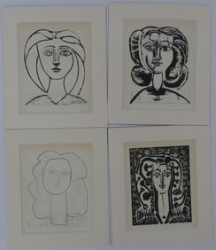 4pc PABLO PICASSO 'TETE DE JEUNE FILLE' LITHOGRAPH