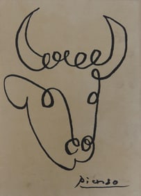 PICASSO (MANNER) 'TORO' INK DRAWING ON PAPER