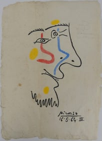 PICASSO (MANNER) 'PORTRAIT OF A MAN' MIXED MEDIA