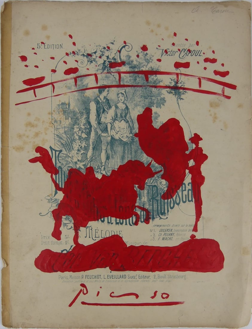 PICASSO (MANNER) TORO PAINTING ON PAPER (1 of 4)