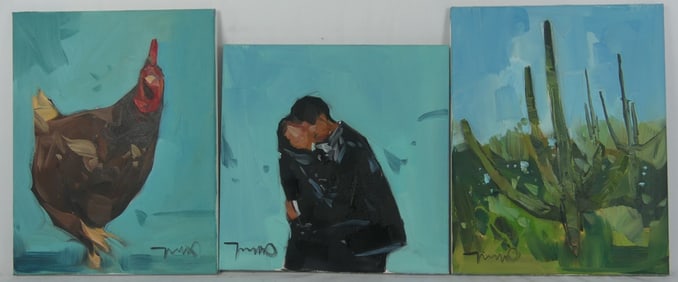 3pc JOSE TRUJILLO OIL PAINTINGS ON CANVAS