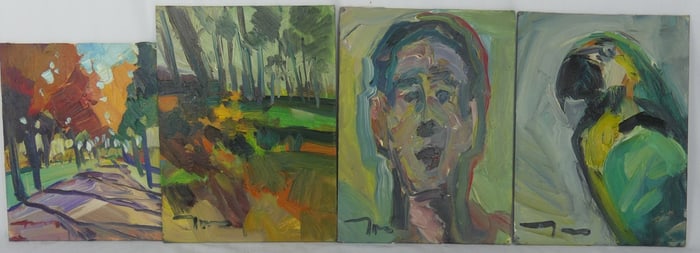 4pc JOSE TRUJILLO OIL PAINTINGS ON BOARD