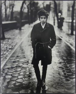RICHARD AVEDON 'BOB DYLAN' PHOTOGRAPH: Richard Avedon 'Bob Dylan, New York', 1965 black and white photograph. Printed later. Mounted to cardstock. Measures 19 3/4" x 15 3/4".