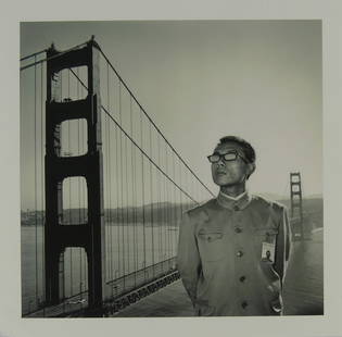 TSENG KWONG CHI 'GOLDEN GATE BRIDGE' PHOTO: Tseng Kwong Chi 'Golden Gate Bridge, San Francisco' photo-litho. Measures 8 1/2" x 8 1/2".