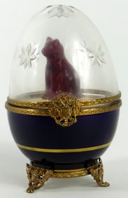 FABERGE LIMOGES EGG w CAT SURPRISE
