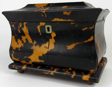 ANTIQUE TORTOISESHELL TEA CADDY