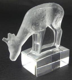LALIQUE CRYSTAL DEER FAWN PAPERWEIGHT