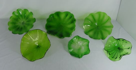 6pc ART GLASS WALL INSTALLATION - GREEN