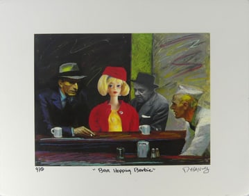 NELSON DE LA NUEZ 'BAR HOPPING BARBIE' LITHOGRAPH